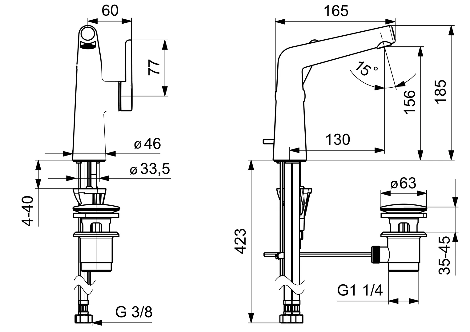 HansaDESIGNO Style Waschtischarmatur 5189 Zugst.Ablgarn. Ausld. 130 mm DN15 Chrom HansaDESIGNO Style Waschtischarmatur 5189 Zugst.Ablgarn. Ausld. 130 mm DN15 Chrom
