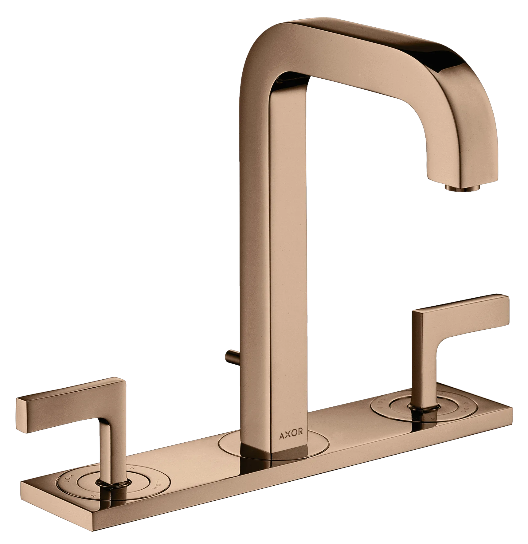 Hansgrohe AXOR Citterio 3-Loch Waschtischarmatur in Polished Red Gold, ComfortZone 170, Ausladung 140 mm, Hebelgriff, Normalstrahl