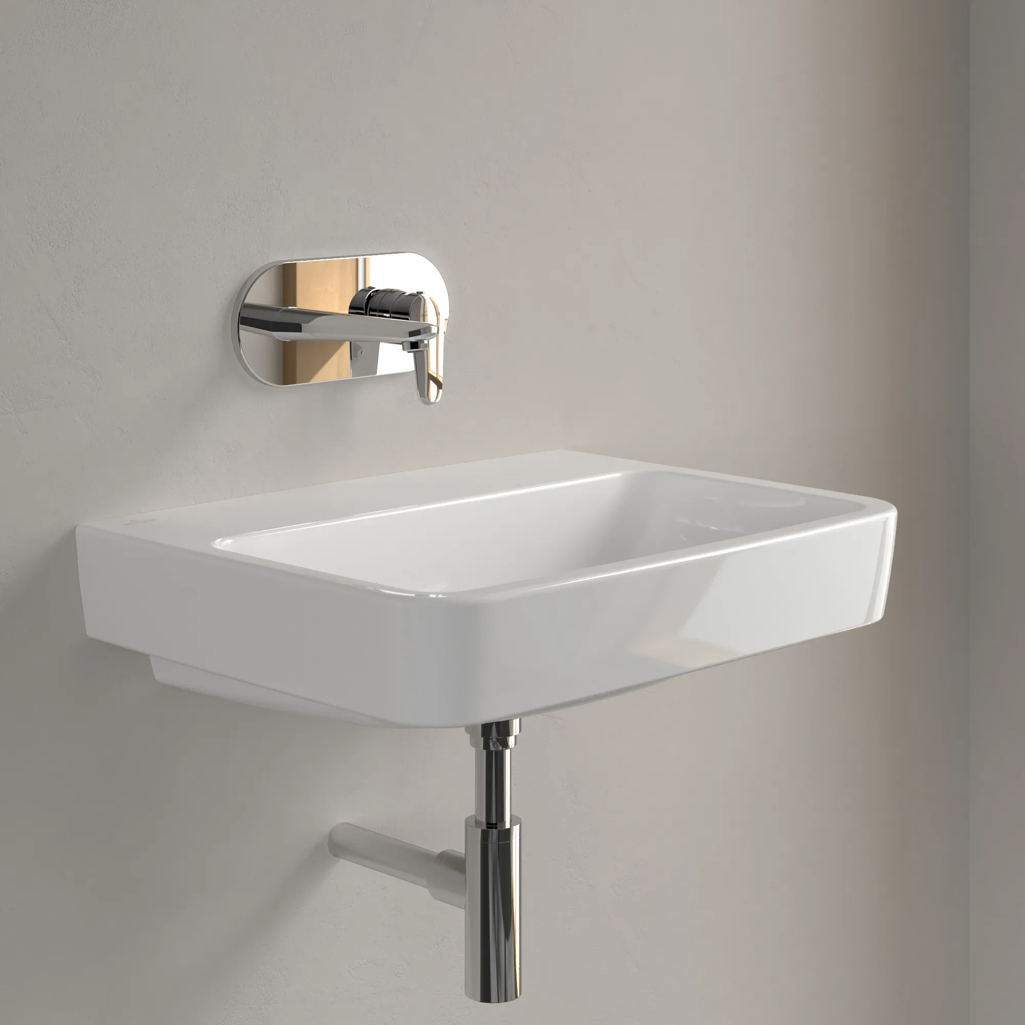 Villeroy & Boch Einbau-/Aufsatz Wandwaschtisch geschliffen „O.novo“ 600 × 460 × 175 mm, für Becken mittig, ohne Hahnlochbohrung in Weiß Alpin