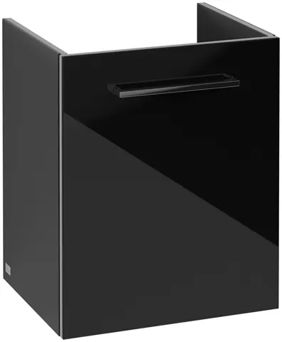 Villeroy & Boch Waschtischunterschrank mit Tür „Avento“ für Schrankwaschtisch 43 × 51,4 × 35,2 × 35,2 cm in Crystal Black, Anschlag rechts, Soft Closing, 1 Tür