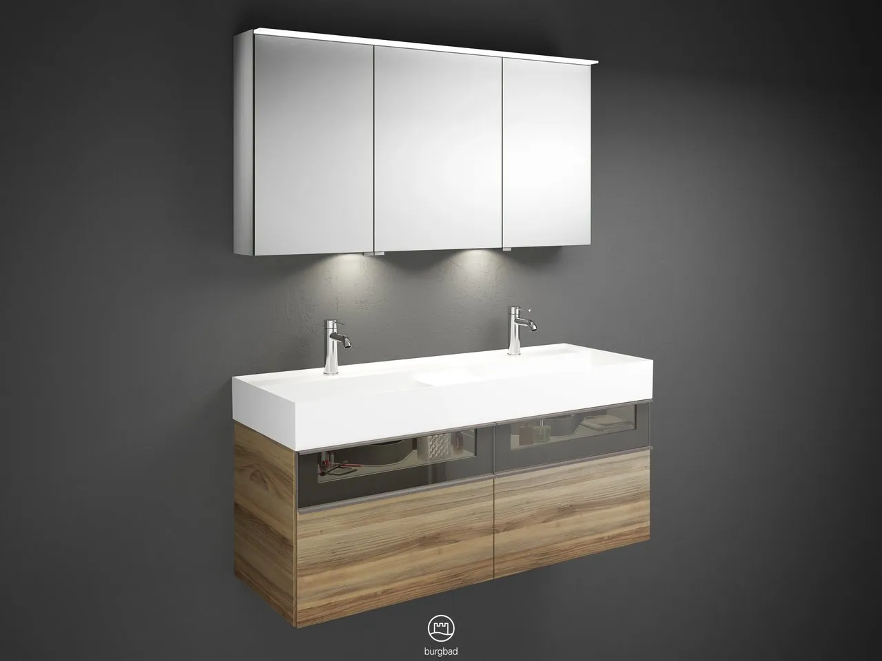 burgbad Badmöbelset „Yumo“ in Grau Hochglanz burgbad Badmöbelset „Yumo“ in Grau Hochglanz