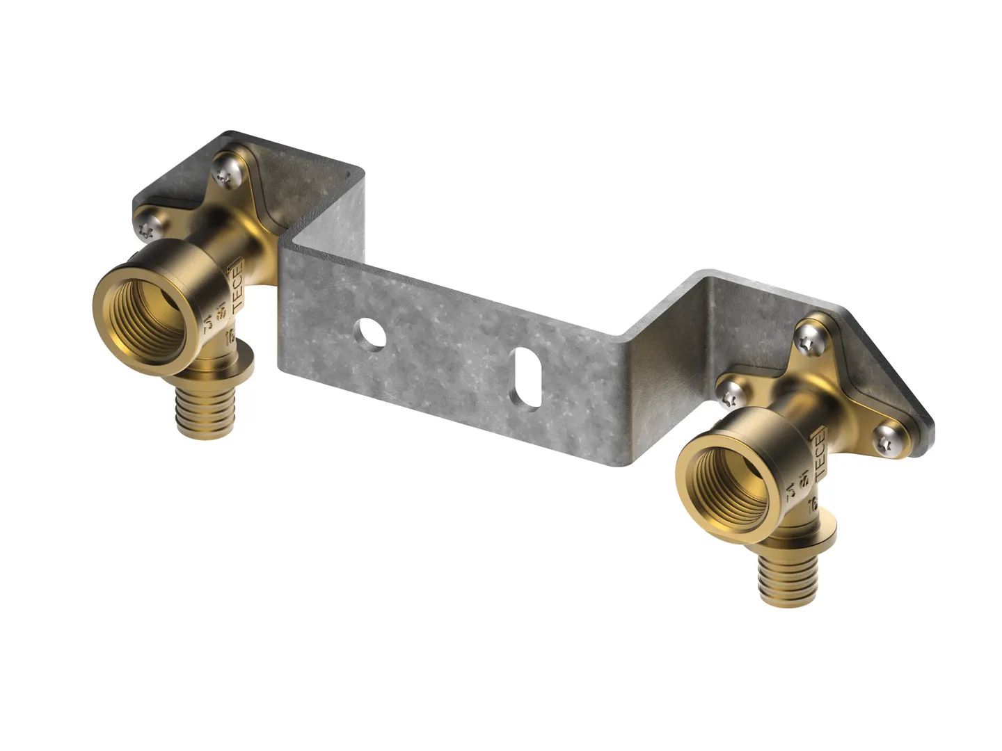 TECEflex Montageeinheit mit Wandscheiben 150 mm 16 × Rp1/2″, verz. Stahlhalter Siliziumbronze TECEflex Montageeinheit mit Wandscheiben 150 mm 16 × Rp1/2″, verz. Stahlhalter Siliziumbronze