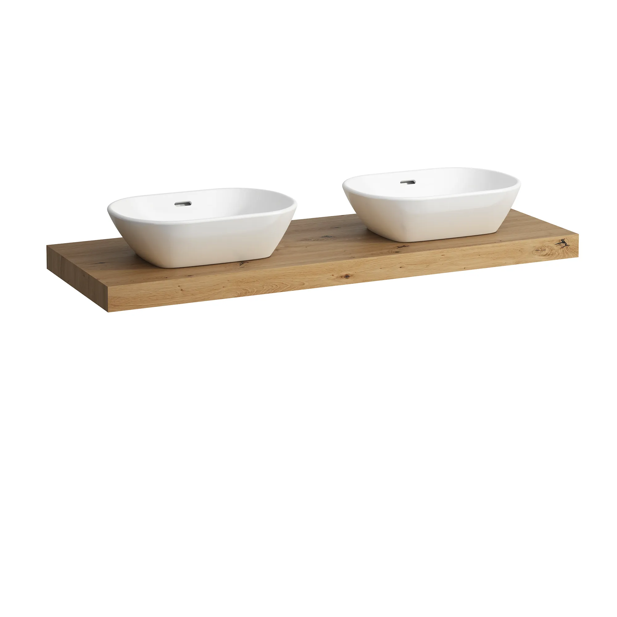 Laufen Waschtisch-Platte LANI 495x1370x65 mit Ausschnitt links und rechts wildeiche Laufen Waschtisch-Platte LANI 495x1370x65 mit Ausschnitt links und rechts wildeiche