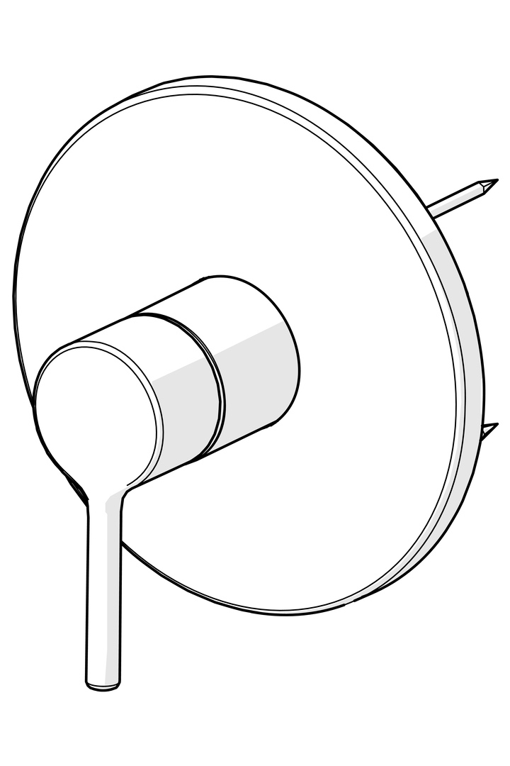 EHM Fertigset für Brause-Batterie VANTIS 8261 Rosette rund Chrom Pinhebel