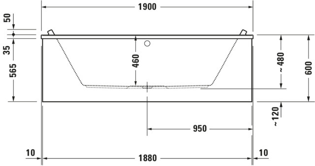 Duravit Badewanne „Starck“ rechteck 190 × 90 cm, Mittelablauf 