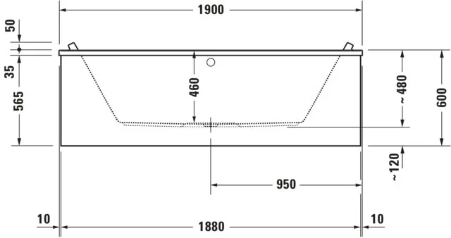 Duravit Badewanne „Starck“ rechteck 190 × 90 cm, Mittelablauf