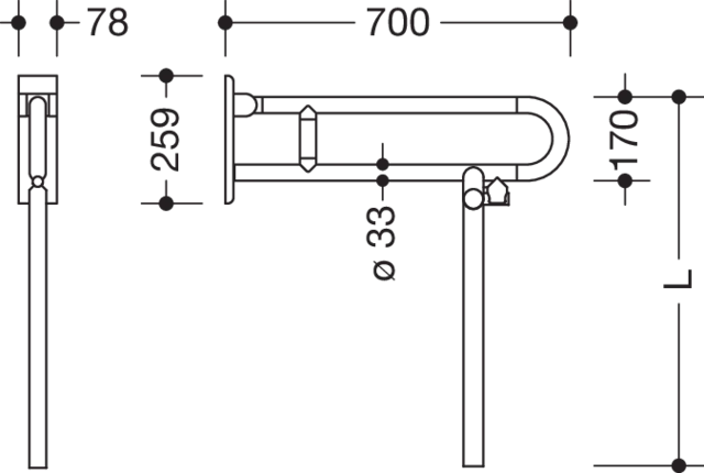 HEWI Stützklappgriff „Serie 801“