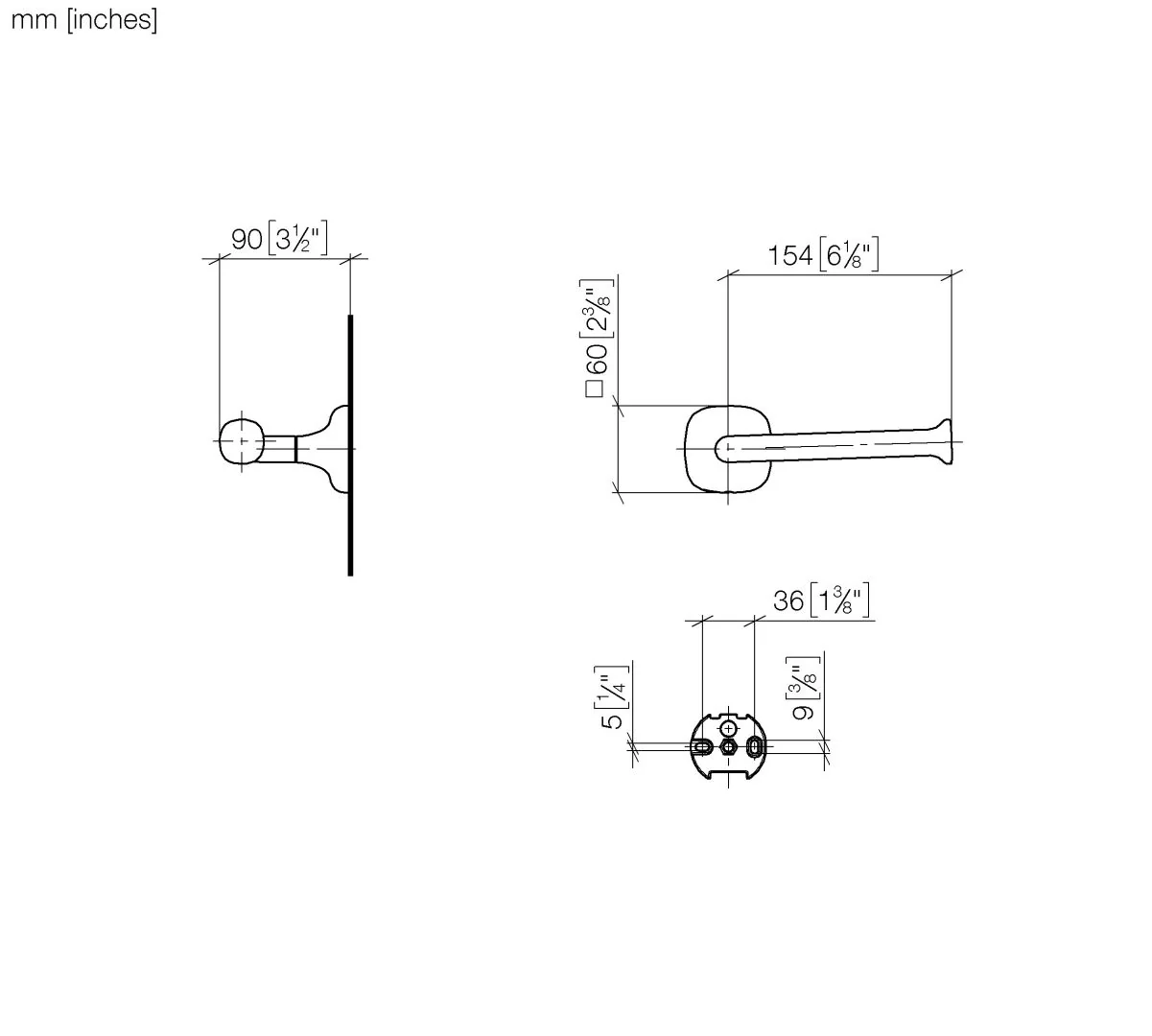 Dornbracht COYA Papierrollenhalter in Chrom, Breite 90 mm, Höhe 60 mm, Rosette 60 x 60 mm, Ausladung 90 mm
