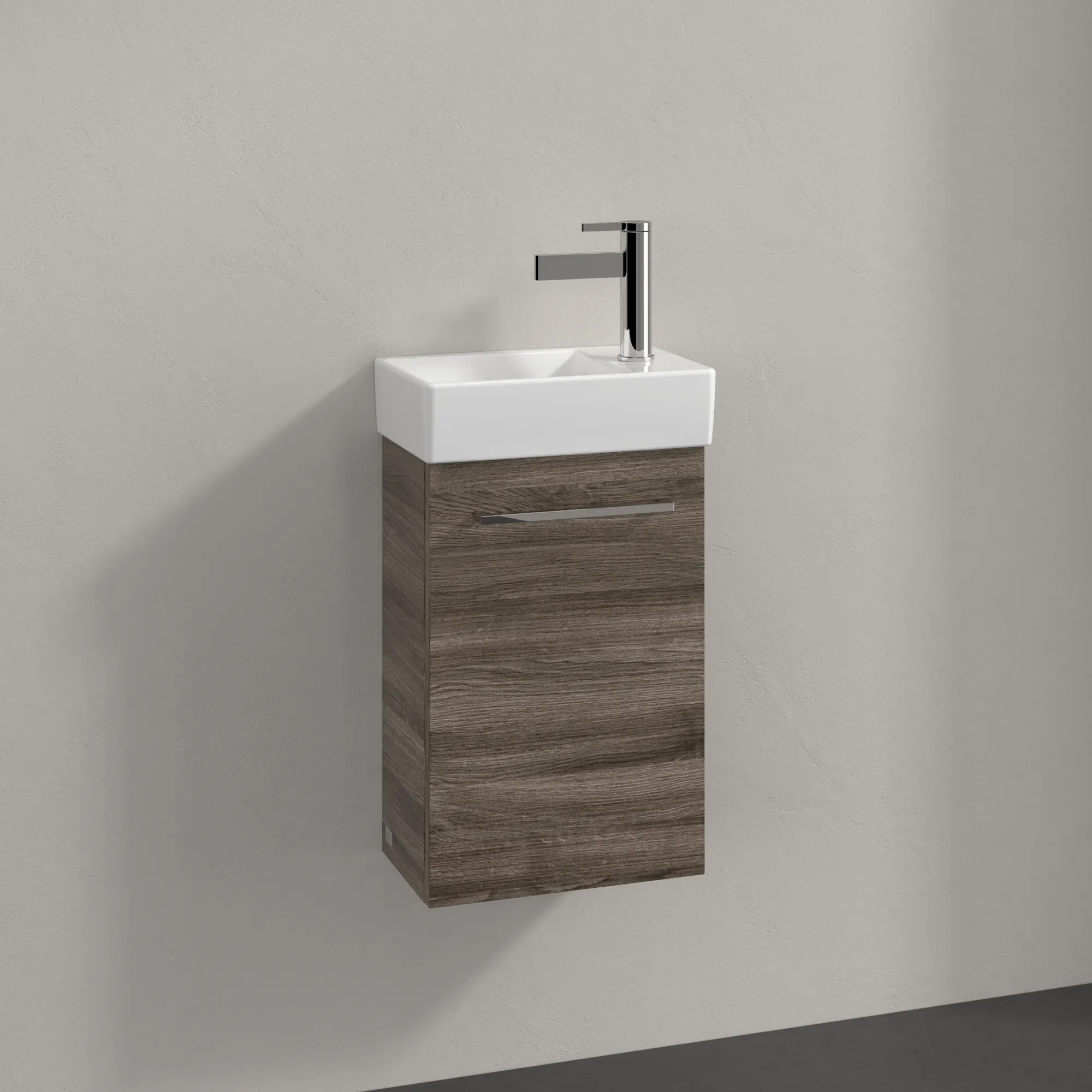 Villeroy & Boch Waschtischunterschrank mit Tür „Avento“ für Schrankwaschtisch 340 × 514 × 202 mm Stone Oak, Anschlag links, Soft Closing, 1 Tür