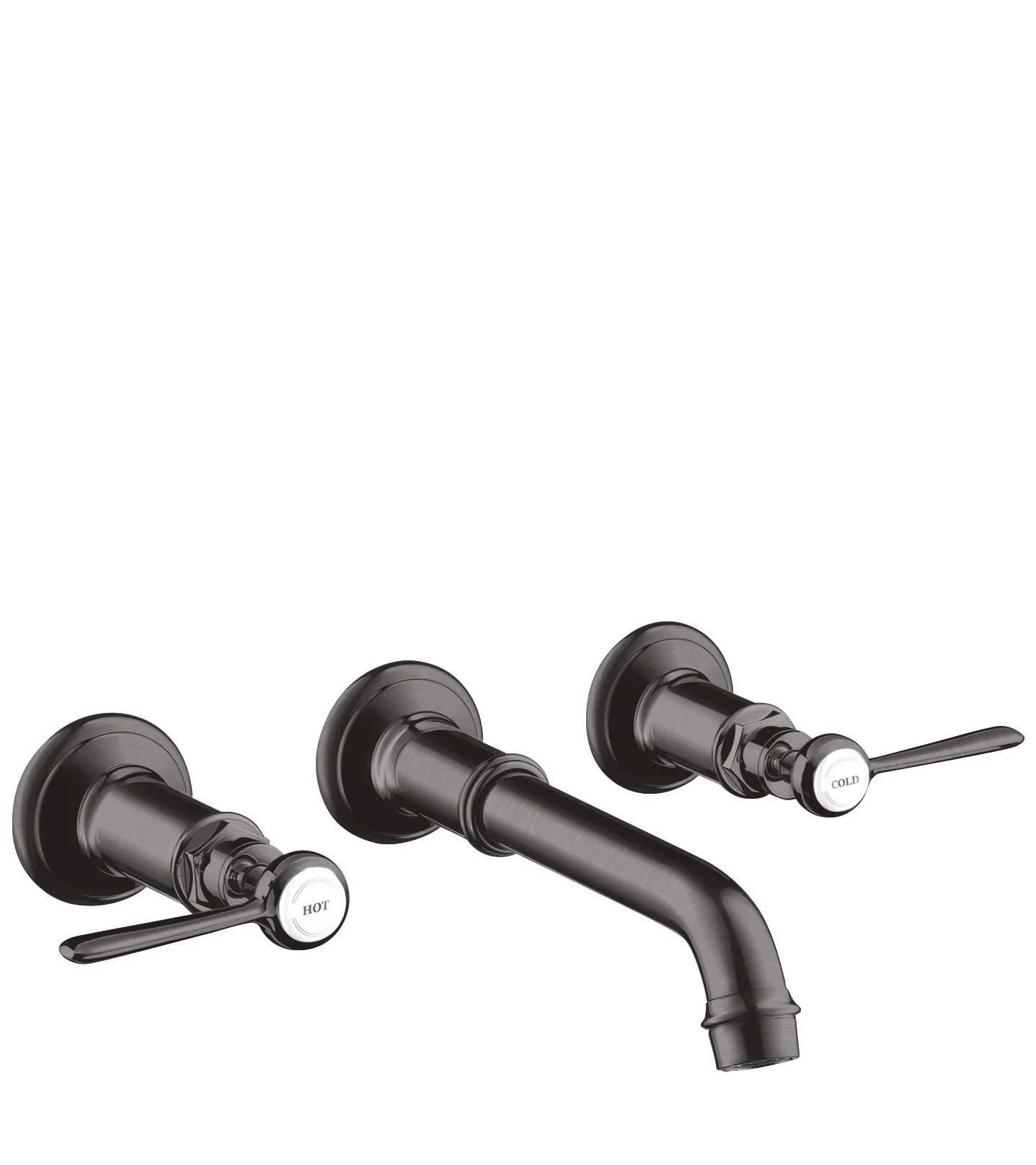 Hansgrohe AXOR Montreux 3-Loch Waschtischarmatur Unterputz Wandmontage, Hebelgriff, Brushed Black Chrome, Ausladung 225 mm, Normalstrahl, max. Durchfluss 5 l/min Hansgrohe AXOR Montreux 3-Loch Waschtischarmatur Unterputz Wandmontage, Hebelgriff, Brushed Black Chrome, Ausladung 225 mm, Normalstrahl, max. Durchfluss 5 l/min