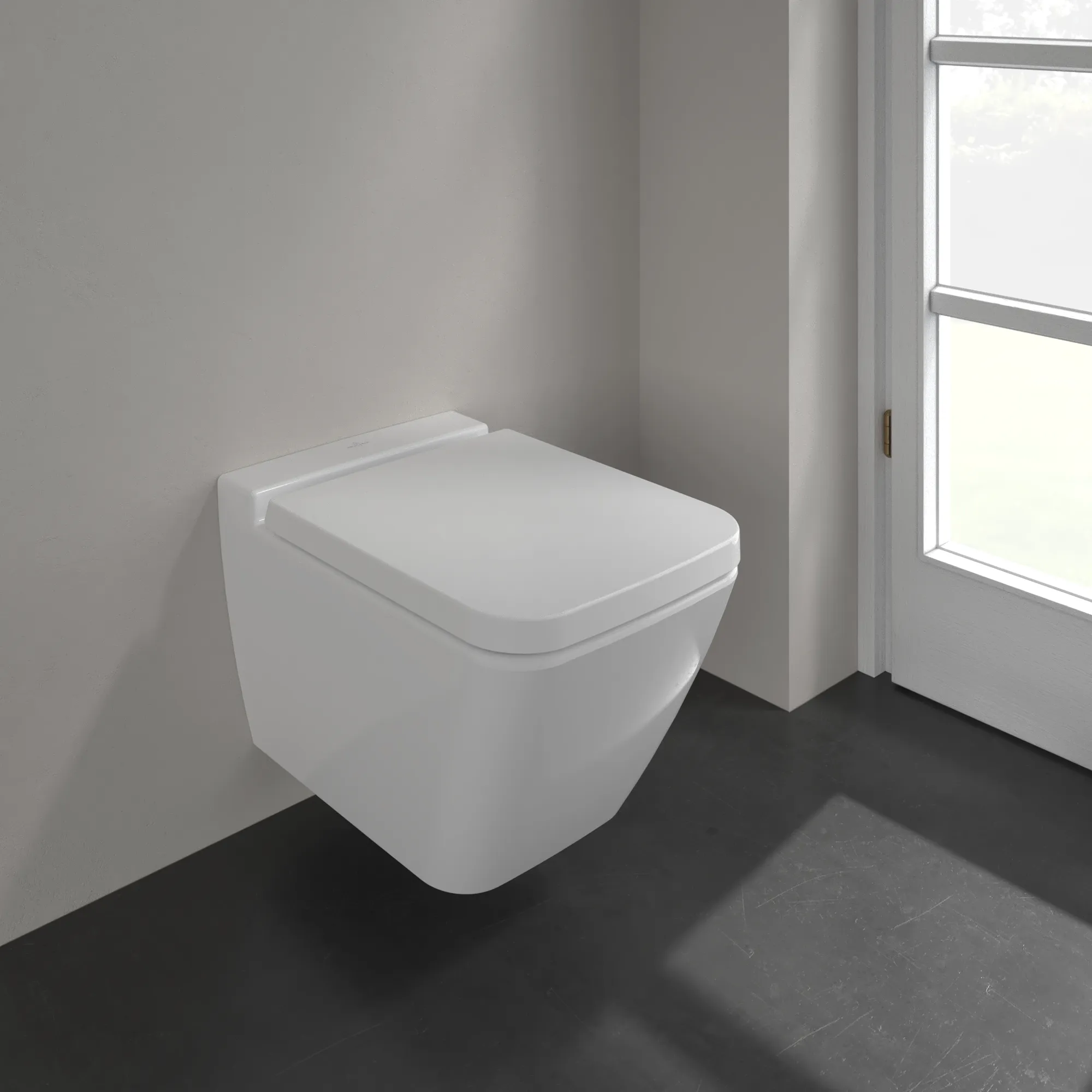 Wand-Tiefspül-WC DirectFlush „Finion“ 37,5 × 35 × 56 cm in Weiß Alpin mit CeramicPlus, ohne Spülrand