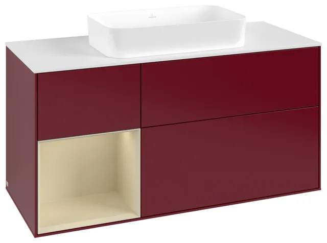 Villeroy & Boch Waschtischunterschrank „Finion“ für Schrankwaschtisch 120 × 60,3 × 50,1 cm 3 Schubladen, für Waschtischposition mittig, inkl. Beleuchtung mittig