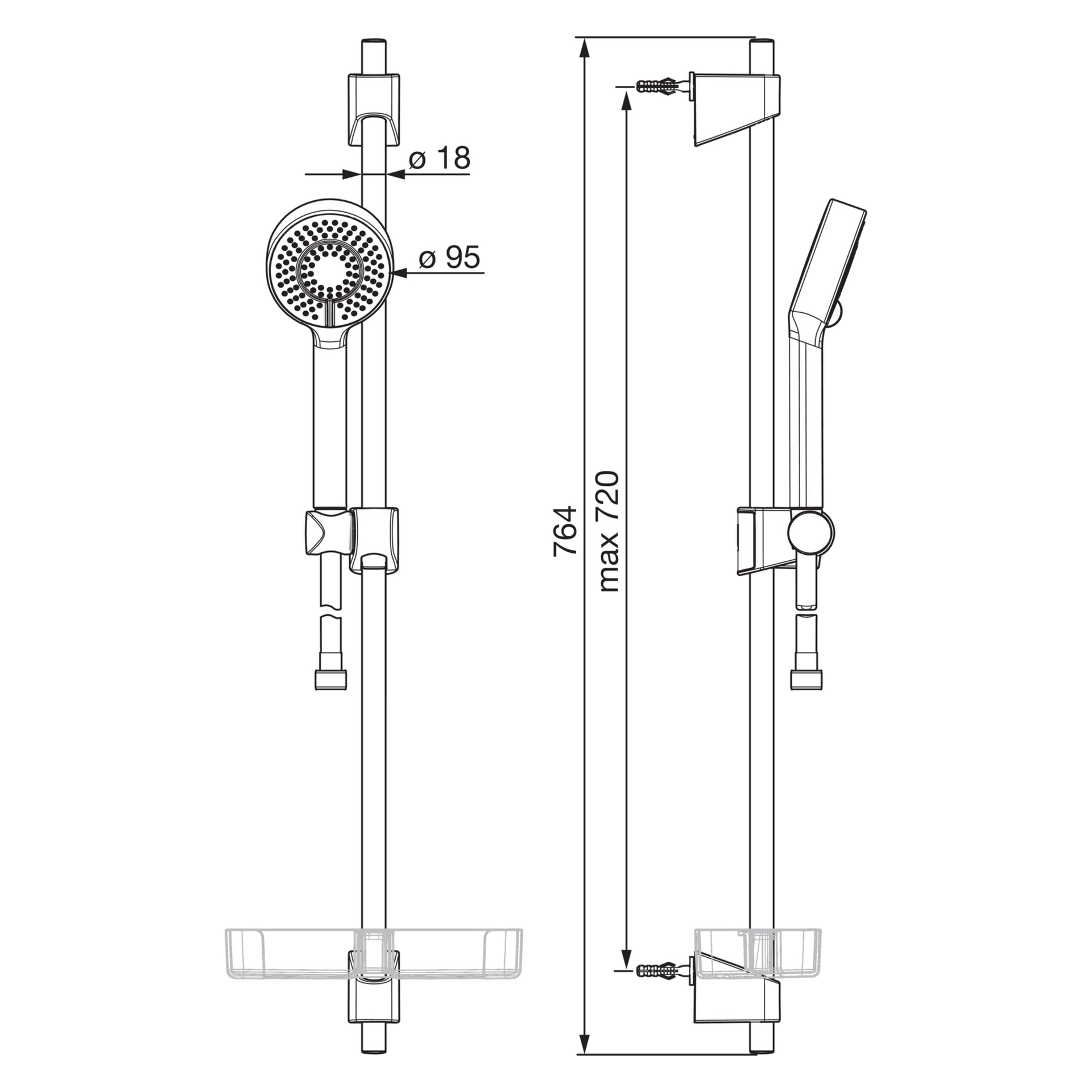 HA Wandstangengarnitur HANSABASICJET 4478 3-strahlig DN15 Chrom