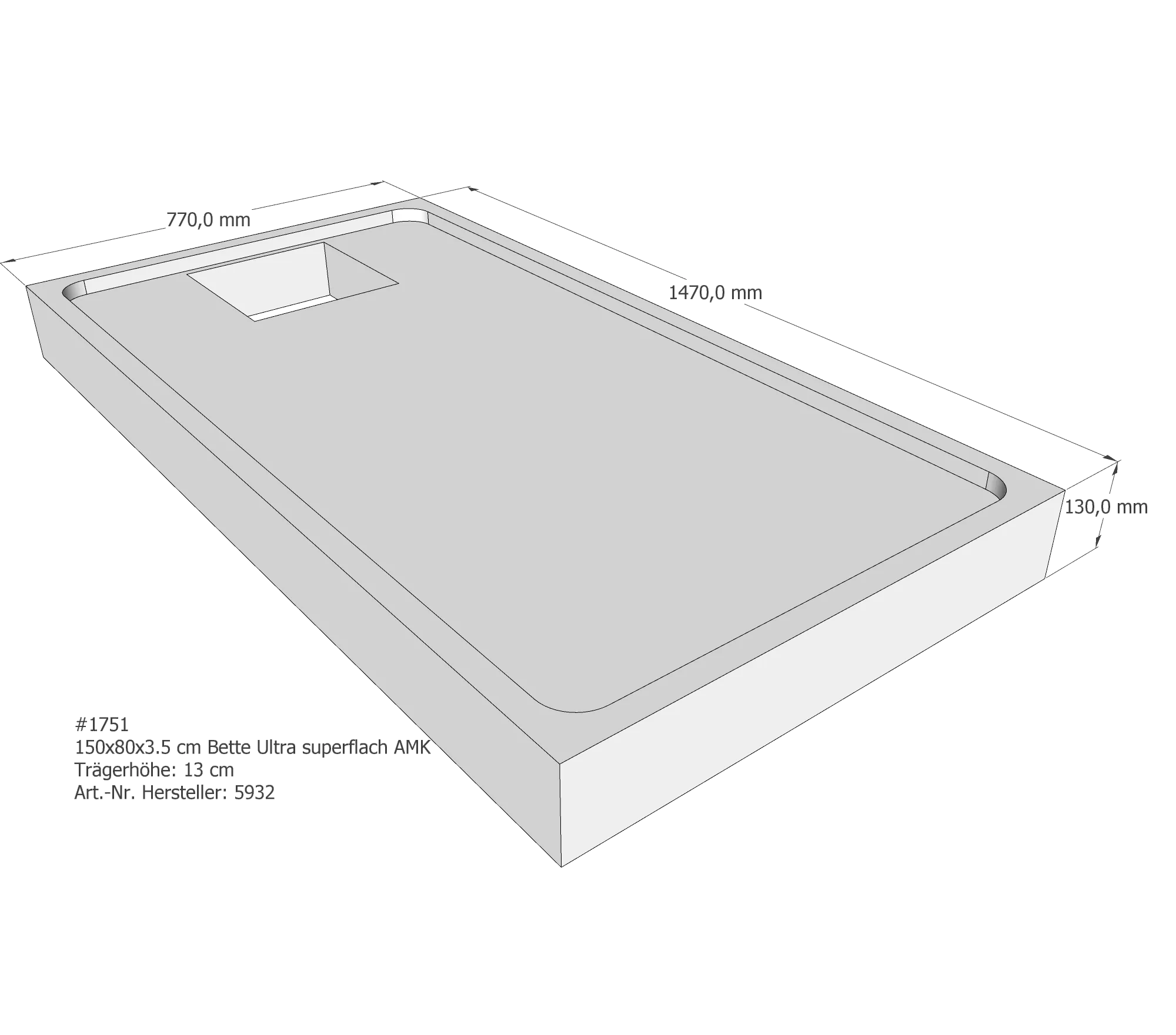 Duschwannenträger für Bette Ultra (superflach) 150 × 80 × 3,5 cm Breite: 80 cm / Länge: 150 cm Duschwannenträger für Bette Ultra (superflach) 150 × 80 × 3,5 cm Breite: 80 cm / Länge: 150 cm