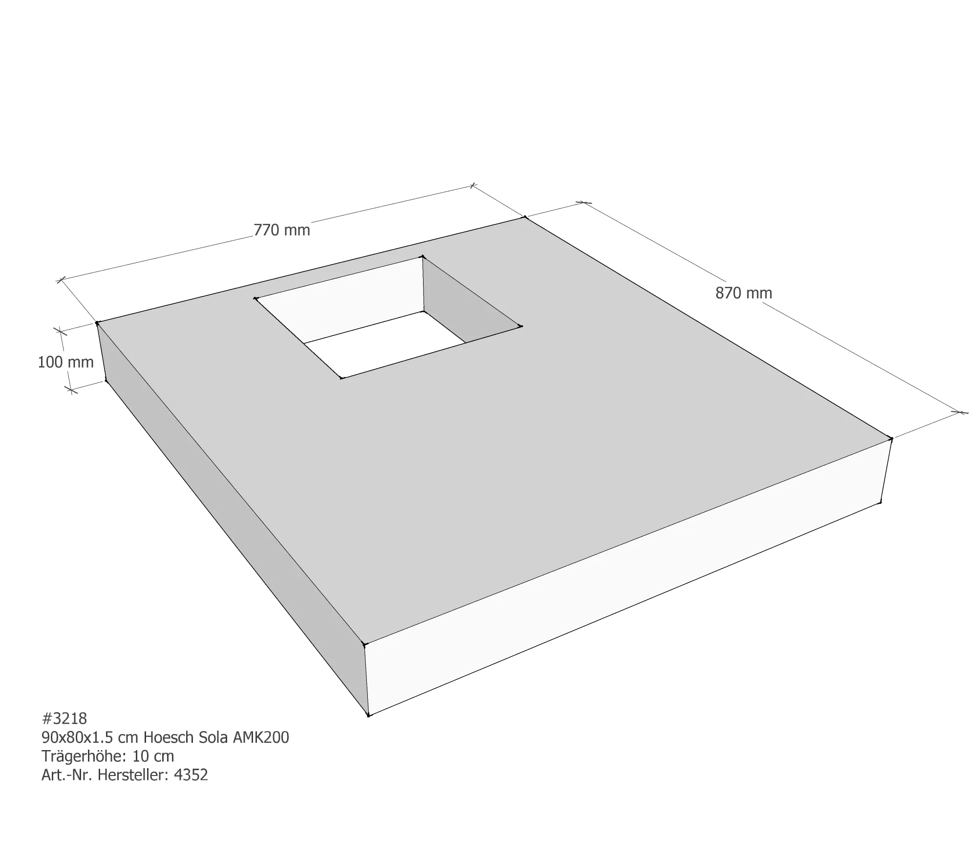 Duschwannenträger passend für Hoesch Sola 90 × 80 × 1,5 cm