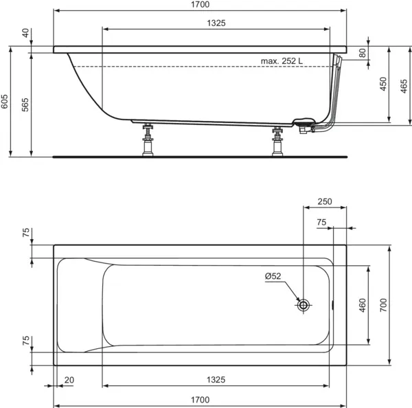 Ideal Standard Badewanne „ConnectAir“ 70 × 170 cm Ideal Standard Badewanne „ConnectAir“ 70 × 170 cm