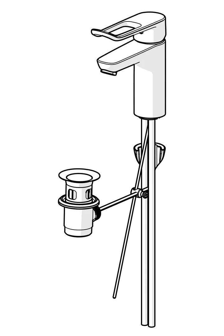 HansaCLINICA Einhebelmischer Waschtischbatterie HansaCLINICA 4501 Kupferrohr Zugstangenablaufgarnitur Bügelhebel Ausladung114 Chrom