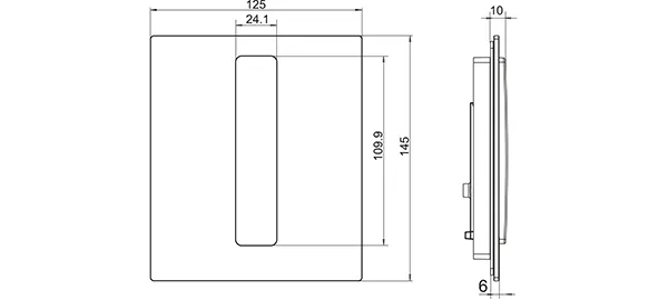 Urinal-Betätigungsplatte AU103 INEO, 125x145x10, aus Edelstahl gebürstet,für Unterputz-Urinalspülung, mit pneumatischem Urinal Kartuschenventil, mit Kartuschen-Filtersieb passend zu Installationselementen H940100
