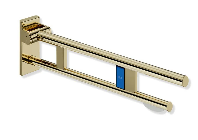 HEWI Mobiler Stützklappgriff Duo Design A Edelstahl PVD 750mm links