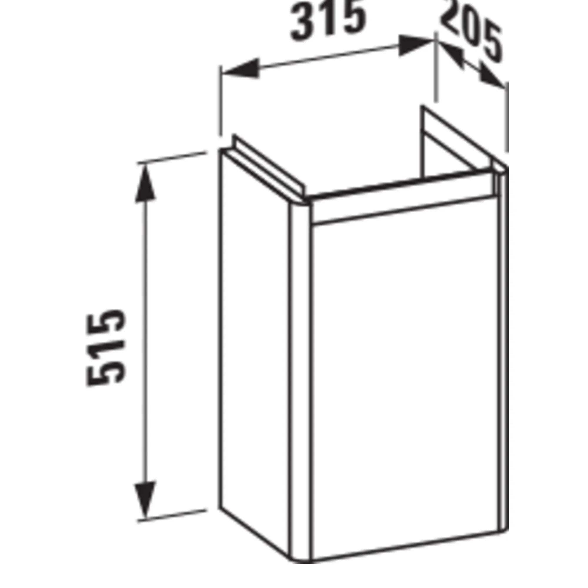 Waschtischunterbau BASE 2.0 für VAL 205x315x515 1 Tür Scharnier rechts mit Griffmulde für Waschtisch H815280 weiß matt