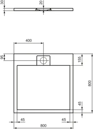 Ideal Standard Duschwanne „UltraFlatSi.life“ 80 × 80 cm in Carraraweiß