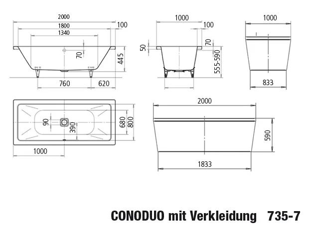 Kaldewei Badewanne „Conoduo“ 200 × 100 cm in schwarz Kaldewei Badewanne „Conoduo“ 200 × 100 cm in schwarz
