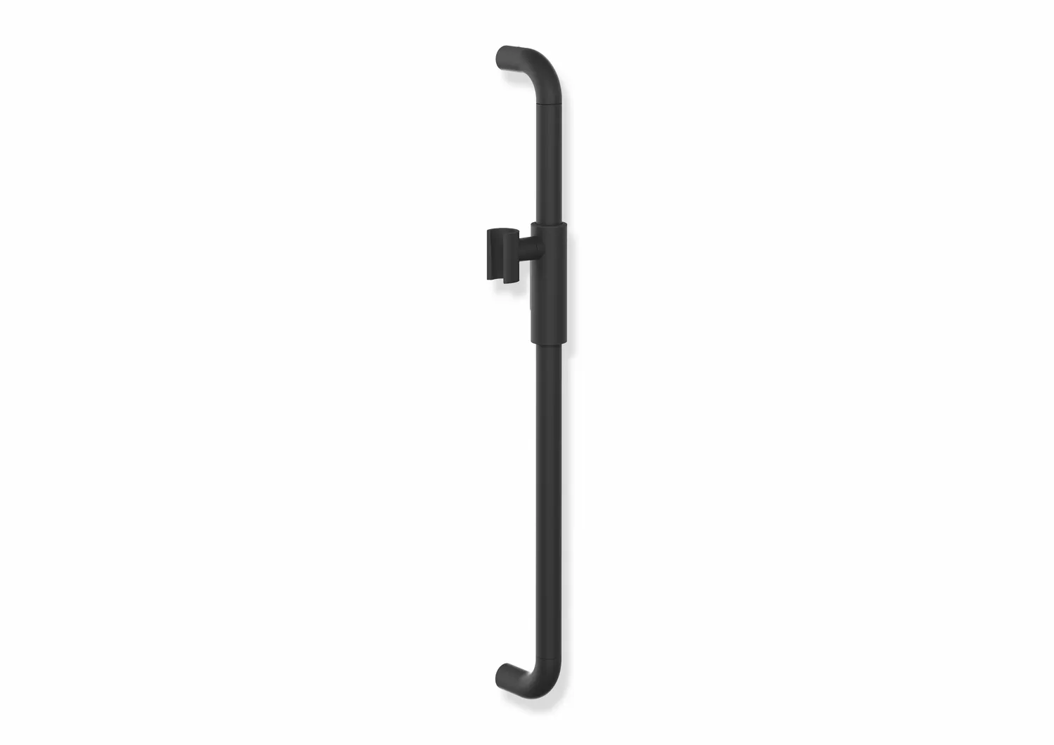 Brausehalterstange, Edelstahl, pulverbeschichtet, Achsmaß 600 mm, 79 mm tief, Durchmesser 25 mm, mit magnetischem Brausehalter, in Farbe CV (Schwarz tiefmatt-Schwarz matt (90)) Brausehalterstange, Edelstahl, pulverbeschichtet, Achsmaß 600 mm, 79 mm tief, Durchmesser 25 mm, mit magnetischem Brausehalter, in Farbe CV (Schwarz tiefmatt-Schwarz matt (90))