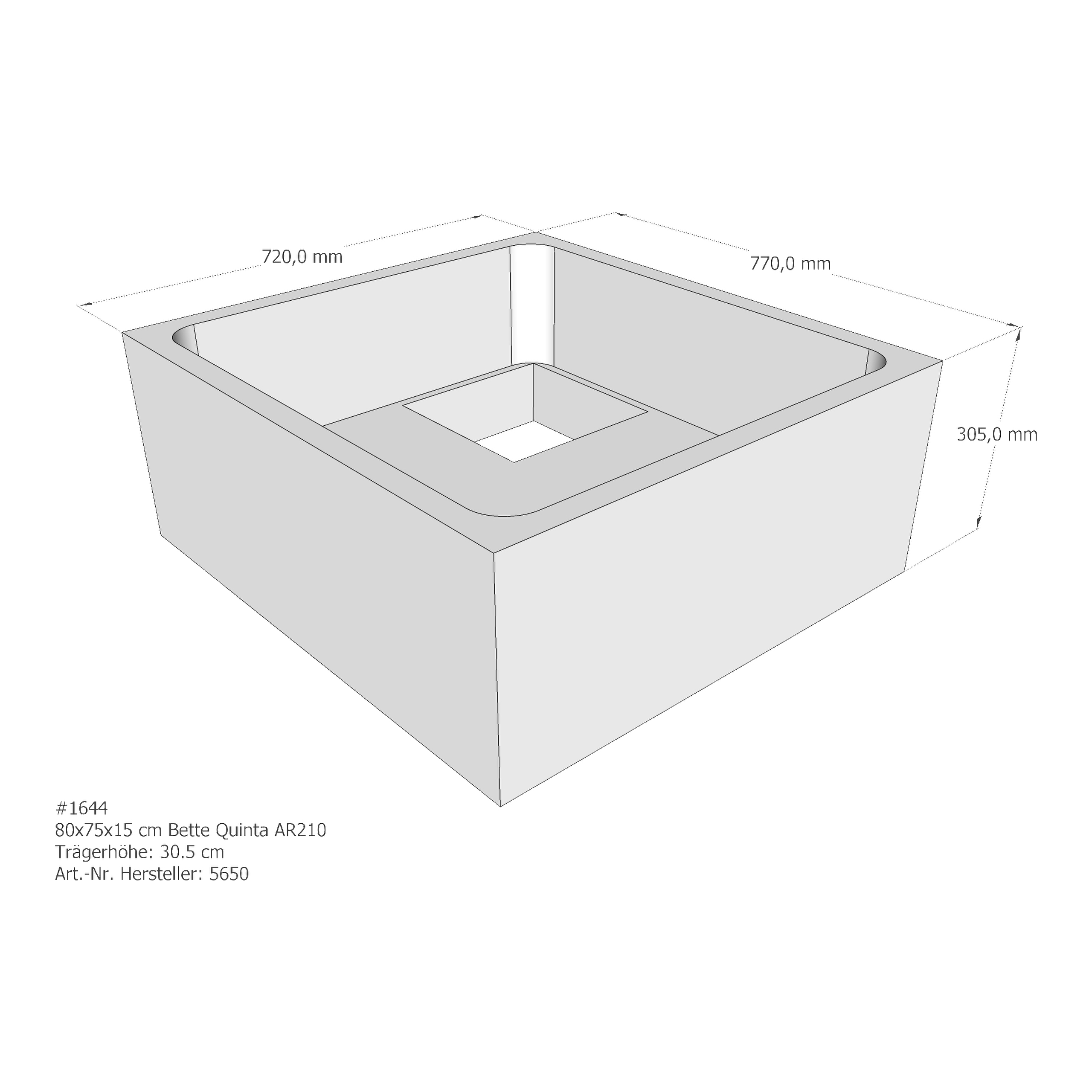 Duschwannenträger für Bette Quinta (flach/Intra) 80 × 75 × 15 cm Breite: 75 cm / Länge: 80 cm Duschwannenträger für Bette Quinta (flach/Intra) 80 × 75 × 15 cm Breite: 75 cm / Länge: 80 cm