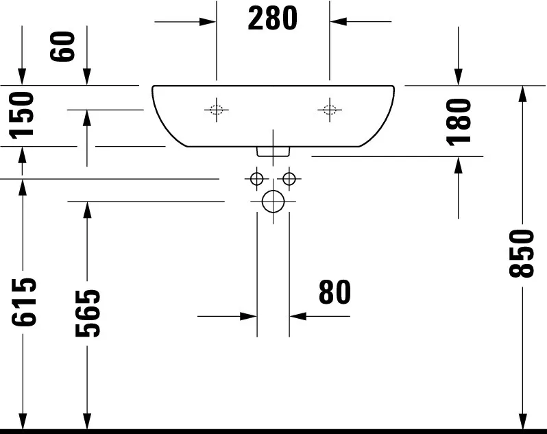 Wandwaschtisch „D-Code“, mit Überlauf 60 × 46 cm Wandwaschtisch „D-Code“, mit Überlauf 60 × 46 cm