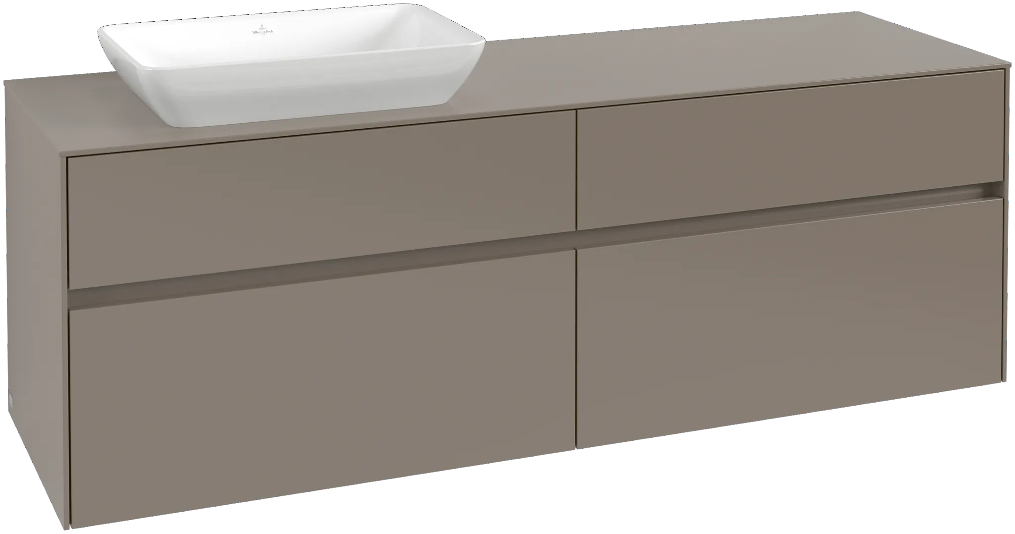 Villeroy & Boch Waschtischunterschrank „Collaro“ 1600 × 548 × 500 mm Taupe, ohne Beleuchtung, für Becken links