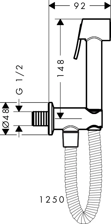 Hansgrohe AXOR Bidette Showers Handbrause rund für Kaltwasser, Chrom, Brauseschlauch 1.250 mm