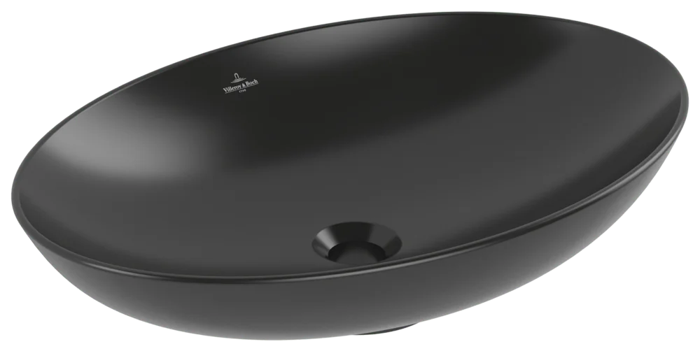 Villeroy & Boch Loop & Friends Aufsatzwaschbecken 620x420mm Oval Pure Black CeramicPlus