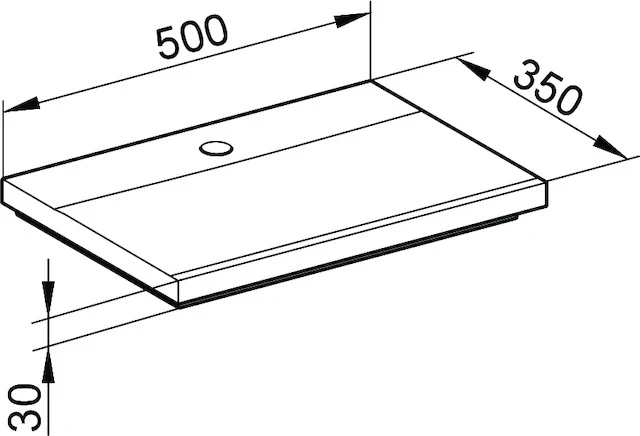 KEUCO Einbauwaschtisch „Royal Reflex“, mit Hahnlochbohrung in Weiß, 500 × 350 × 30 mm