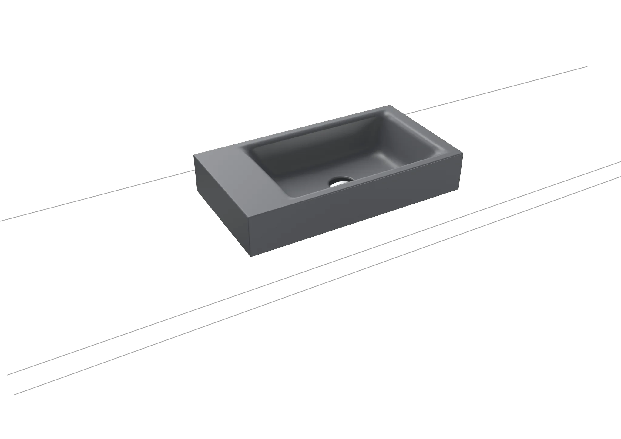 Kaldewei PURO Aufsatz-Handwaschtisch, 550 x 300 mm, cool grey 70, Perl-Effekt, Antidröhn, ohne Überlauf