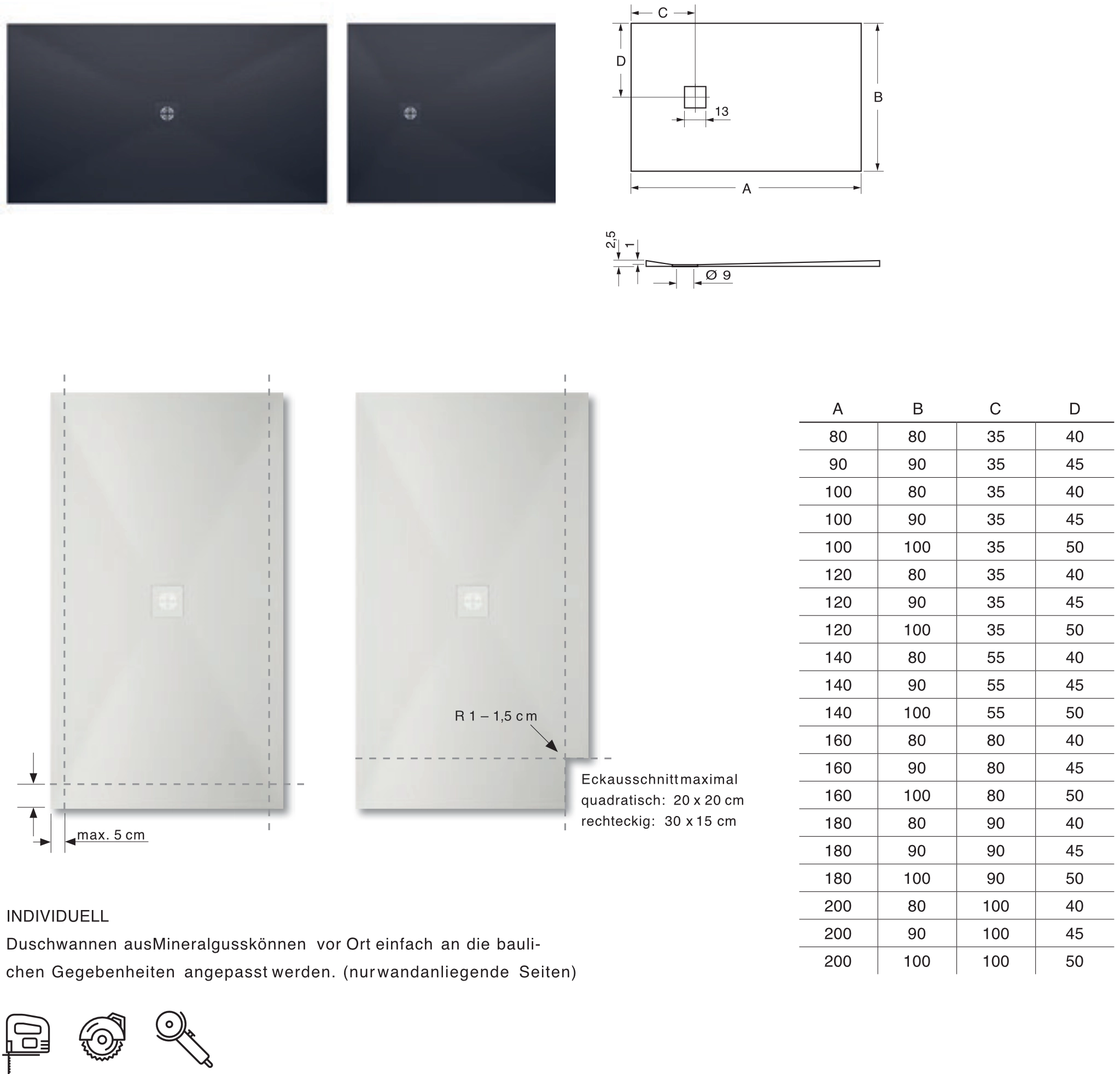 repaBAD Duschwanne „Bergen“ 1400 × 1000 mm in Cappuccino repaBAD Duschwanne „Bergen“ 1400 × 1000 mm in Cappuccino