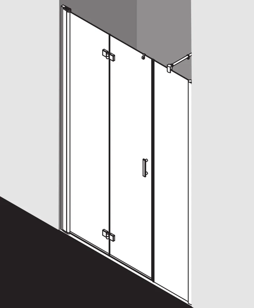 Kermi Pendel-Falttür mit Festfeld rechts „Diga“ Glas Klar, Profile Silber Hochglanz, Falttür BV: 980 - 1020 mm WE: 980 - 1020 mm H: 1850 mm Kermi Pendel-Falttür mit Festfeld rechts „Diga“ Glas Klar, Profile Silber Hochglanz, Falttür BV: 980 - 1020 mm WE: 980 - 1020 mm H: 1850 mm