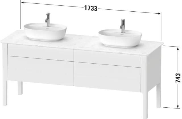 Duravit Waschtischunterschrank bodenstehend „Luv“ 173,3 × 74,3 × 57 cm Taupe Seidenmatt