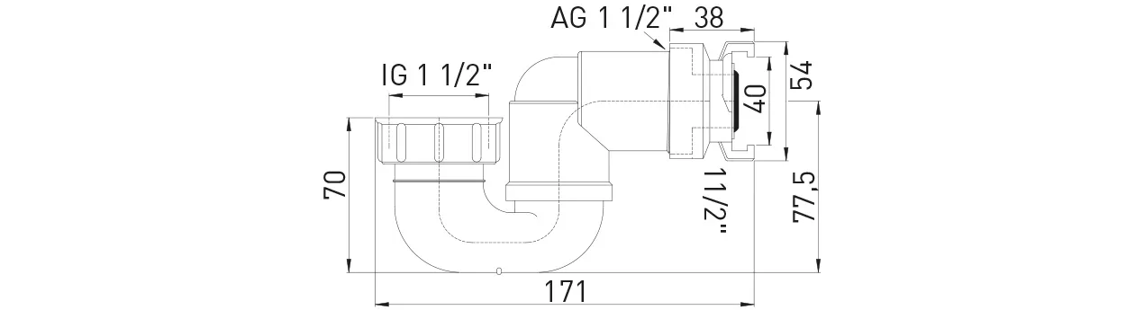 Geruchverschluss 1 1/2″ x Nockenweite 40 mm Geruchverschluss 1 1/2″ x Nockenweite 40 mm