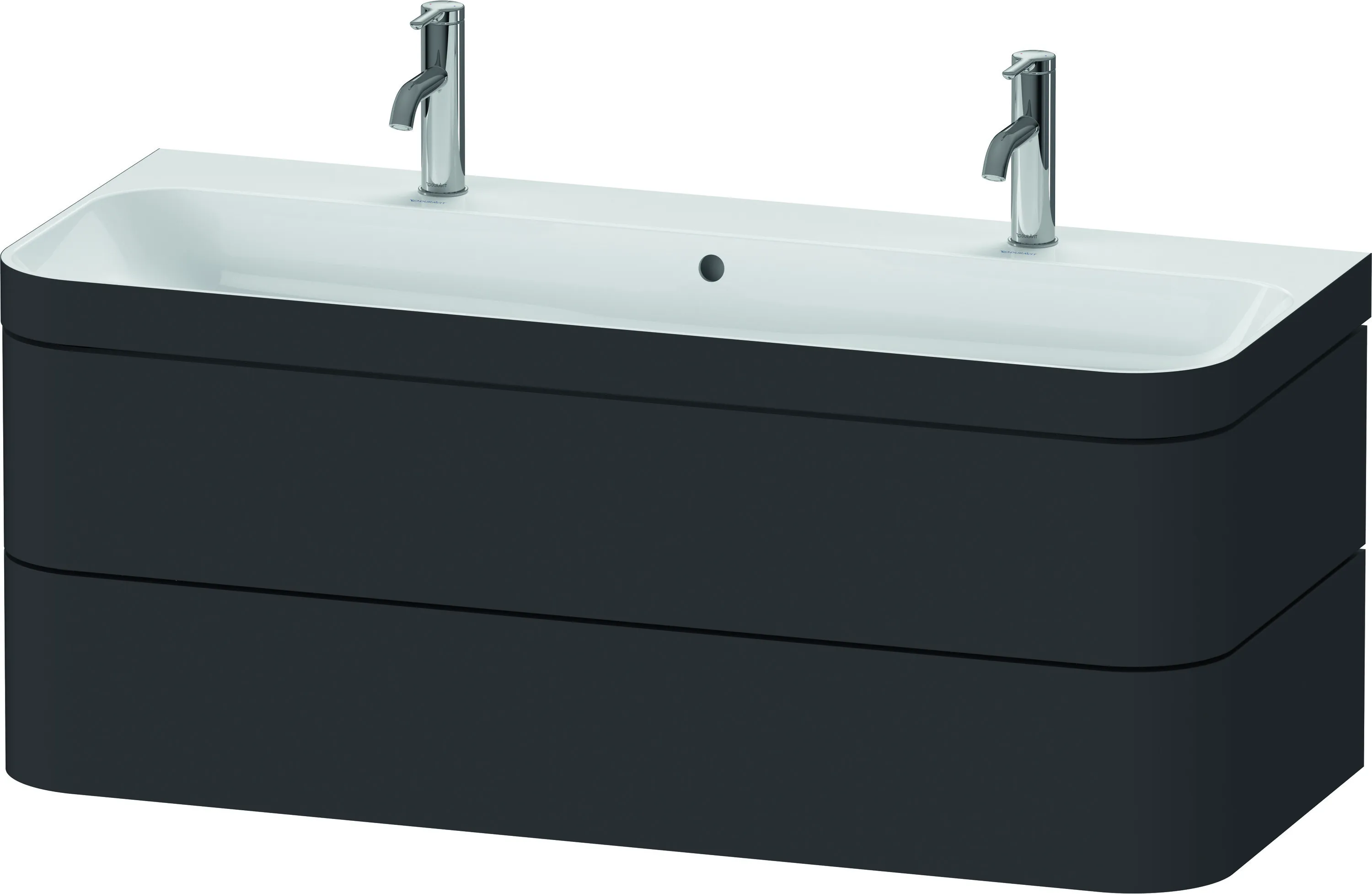 Duravit Waschtischunterschrank c-shaped Set wandhängend „Happy D.2 Plus“ 117,5 × 48 × 49 cm Graphit Supermatt Duravit Waschtischunterschrank c-shaped Set wandhängend „Happy D.2 Plus“ 117,5 × 48 × 49 cm Graphit Supermatt