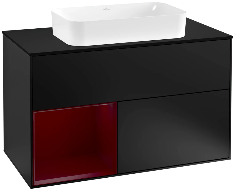 Villeroy & Boch Waschbeckenunterschrank Finion G24, 1000x603x501 mm, Black Matt Lacquer mit Beleuchtung und Push-to-open Funktion Villeroy & Boch Waschbeckenunterschrank Finion G24, 1000x603x501 mm, Black Matt Lacquer mit Beleuchtung und Push-to-open Funktion