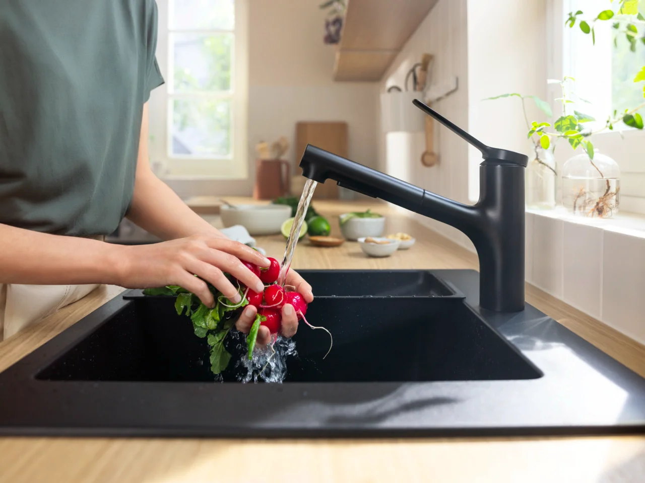 Hansgrohe Einbauspüle S51 Serie, Graphitschwarz, 540 x 490 mm, Beckentiefe 190 mm