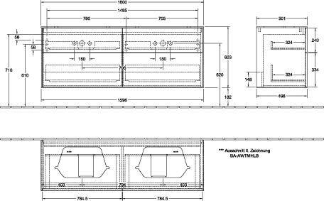 Villeroy & Boch Finion Waschbeckenunterschrank F43 1600x603x501mm Villeroy & Boch Finion Waschbeckenunterschrank F43 1600x603x501mm