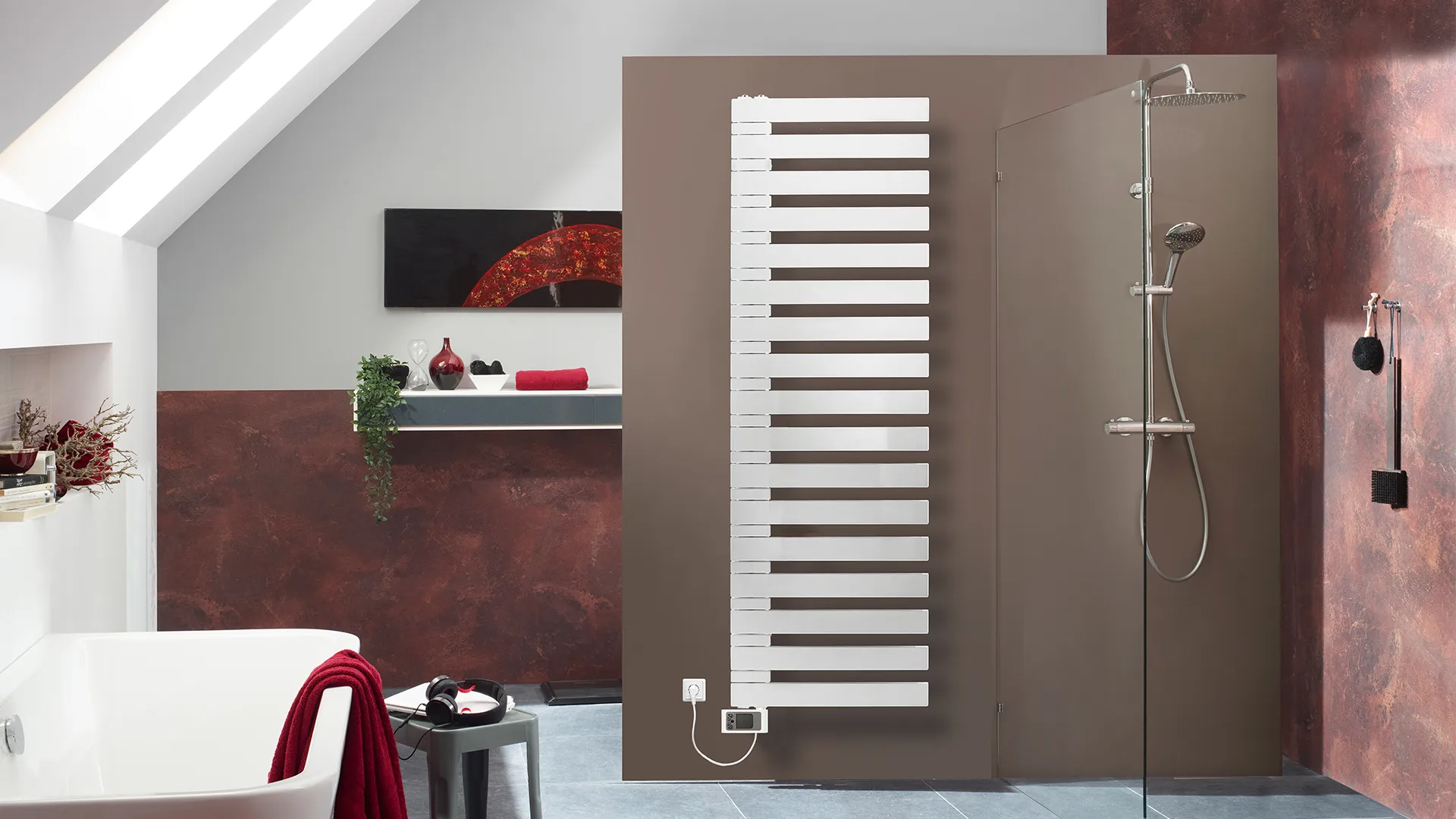 BEMM Badheizkörper Triola E BTR-H1514x052x0600, vorbereitet reinelektrisch wendbar, Graubeige