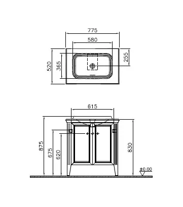 Valarte Set 78 cm Einbauwaschtisch + Waschtischunterschrank 2 Türen Weiß Matt Valarte Set 78 cm Einbauwaschtisch + Waschtischunterschrank 2 Türen Weiß Matt