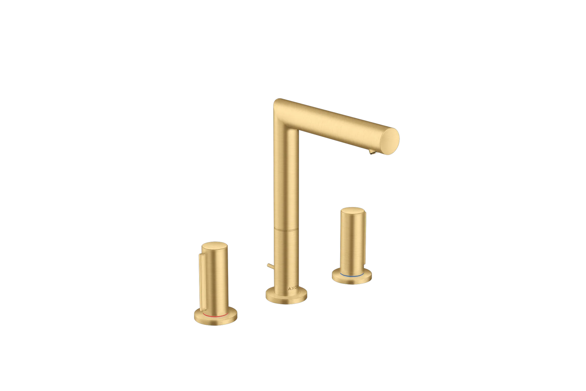 Hansgrohe AXOR Uno 3-Loch Waschtischarmatur Brushed Gold Optic, ComfortZone 200, Ausladung 183 mm, Auslaufhöhe 201 mm, Zylindergriff, Laminarstrahl, max. Durchflussmenge 5 l/min, Keramikventile 90°, für Durchlauferhitzer geeignet