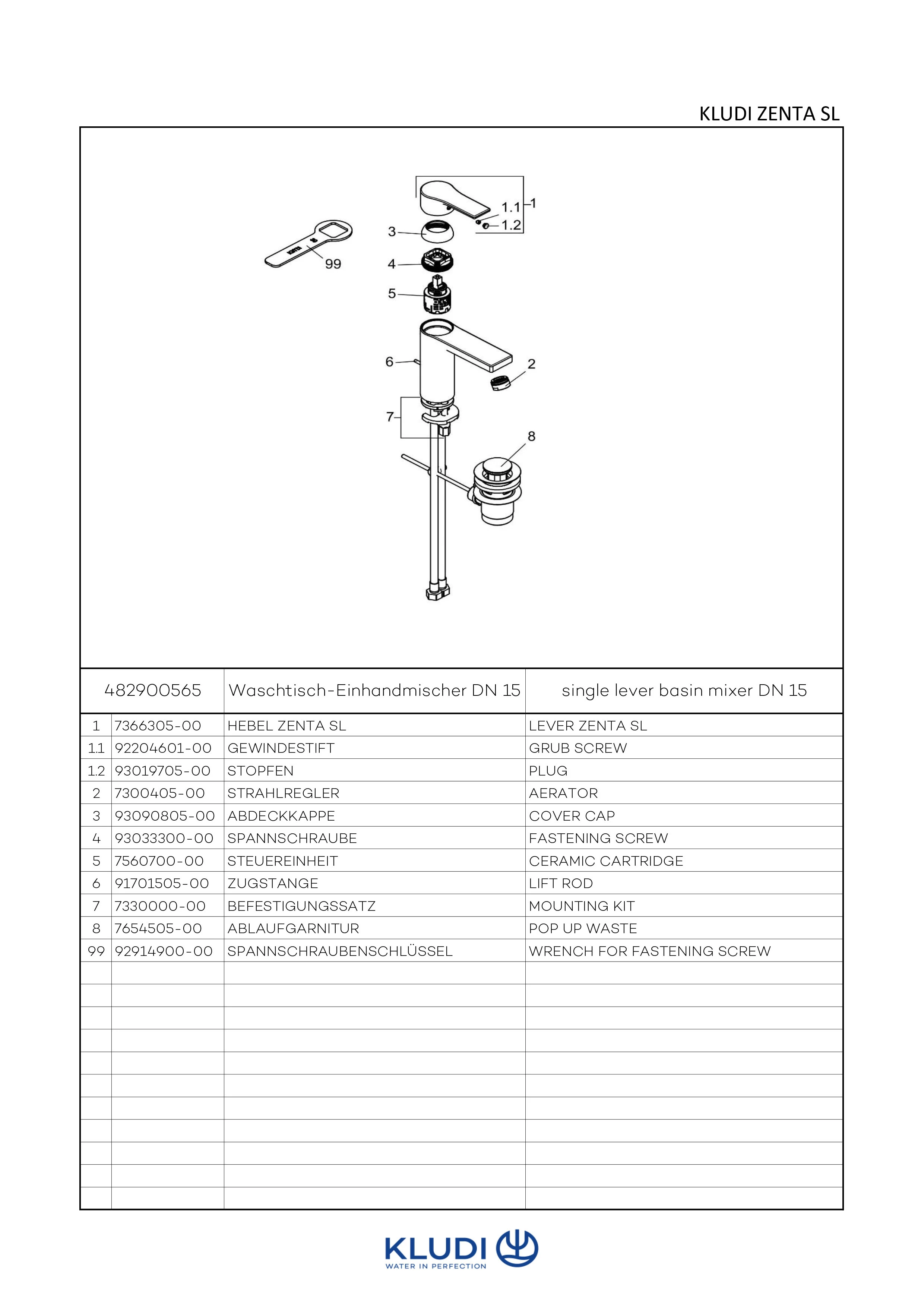 Kludi ZENTA SL Waschtisch-EHM 100mm Ablaufgarnitur chrom Kludi ZENTA SL Waschtisch-EHM 100mm Ablaufgarnitur chrom
