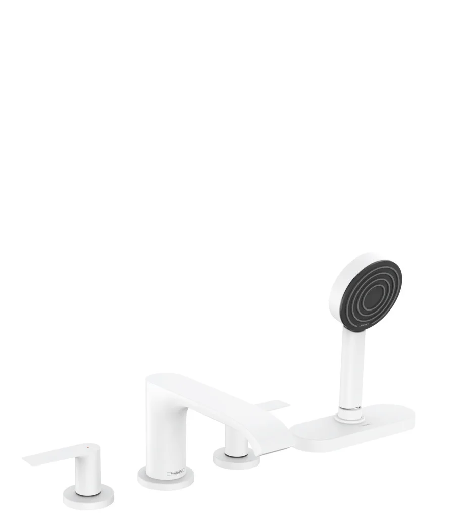 Hansgrohe Vivenis 4-Loch Wannenrandarmatur, Mattweiß, sBox, max. Durchfluss 23,9 l/min, PowderRain-Handbrause, 1,45 m ausziehbar Hansgrohe Vivenis 4-Loch Wannenrandarmatur, Mattweiß, sBox, max. Durchfluss 23,9 l/min, PowderRain-Handbrause, 1,45 m ausziehbar
