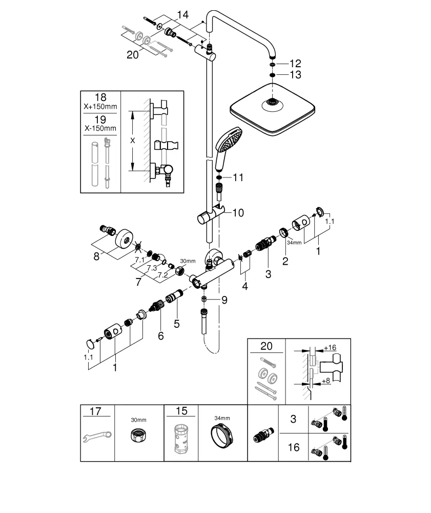 Grohe Duschsystem „Tempesta system 250“