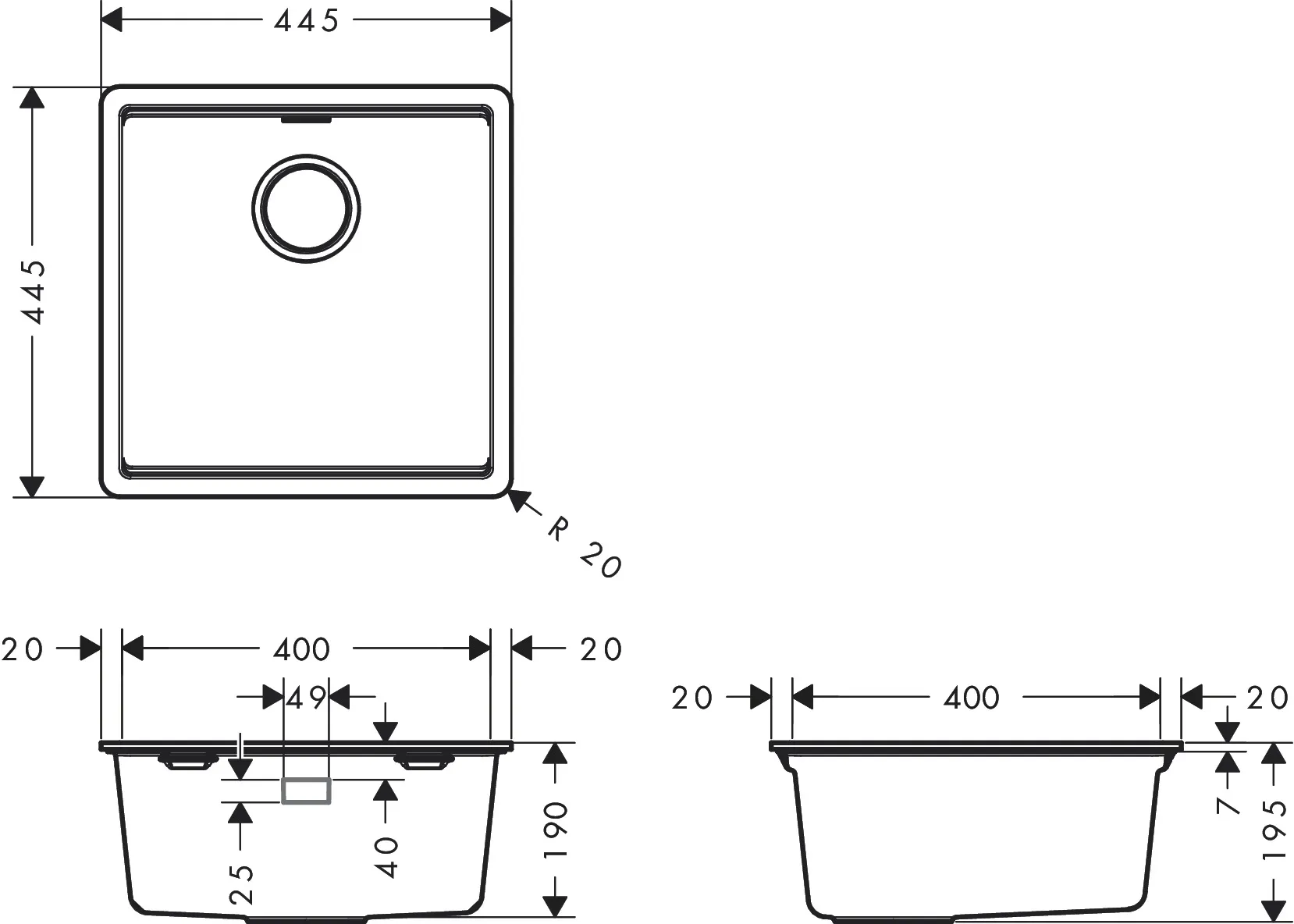 Küchenspülbecken „S53“ in Steingrau Küchenspülbecken „S53“ in Steingrau