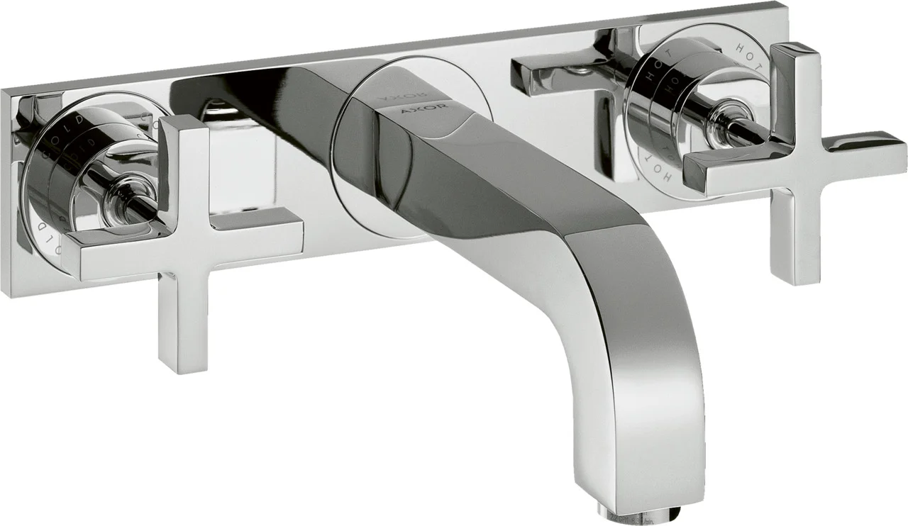 Hansgrohe AXOR Citterio 3-Loch Waschtischarmatur Unterputz, Chrom, Ausladung 166 mm, Kreuzgriff, Normalstrahl, max. Durchfluss 5 l/min